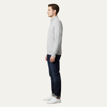 VogeLuxe | Men’s Cable Knit Fit Quarter Zip Sweater