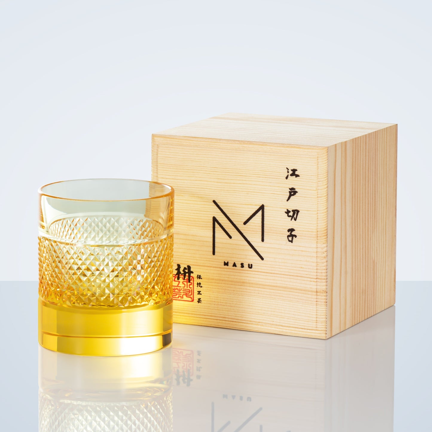Colorful Diamond Whisky Glasses Set with Wood Case
