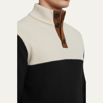VogeLuxe | Men’s Color Block Button Placket Sweater