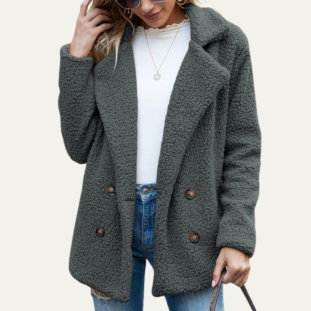 VogeLuxe | Women’s Plush Mid-Length Pea Coat