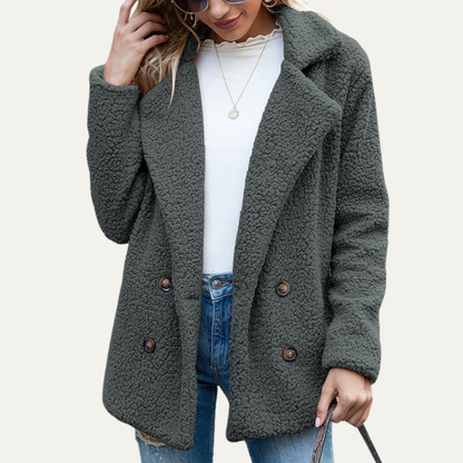 VogeLuxe | Women’s Plush Mid-Length Pea Coat