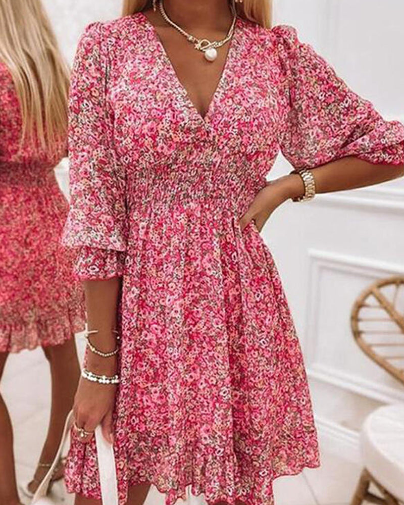 Lightweight Floral Sundress for Women with Puffy Sleeves - VogeLuxe