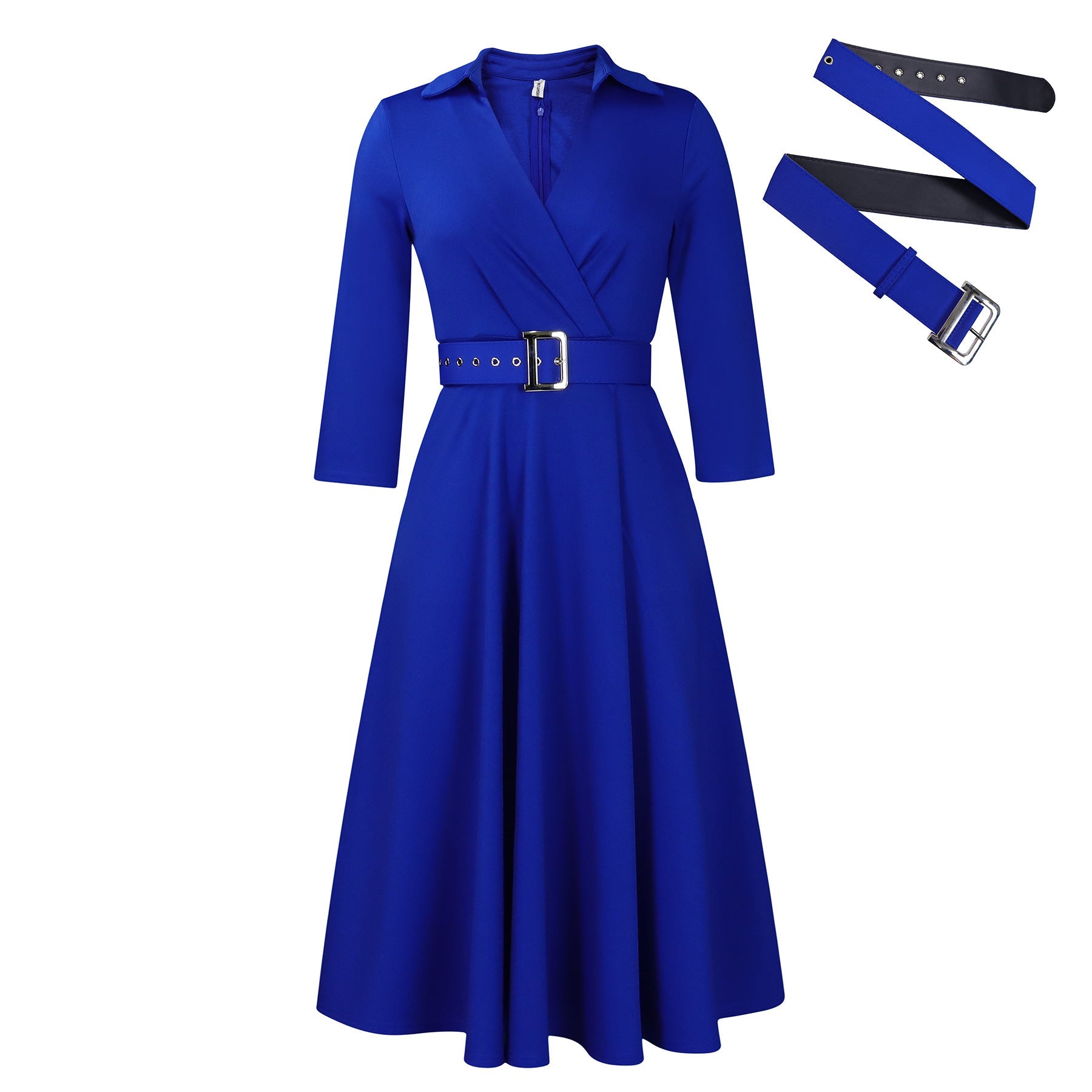 Elegant Fitted Waist 3/4 Sleeve Ladies Formal Dress - VogeLuxe