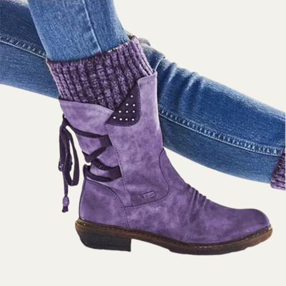 VogeLuxe | Women’s Mid Calf Winter Boots with Slouchy Suede Look