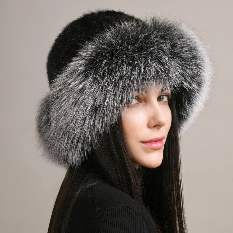 Soft Mink Fur Winter Hat for Warmth