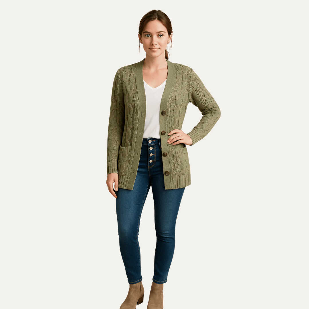 VogeLuxe | Women’s Classic Mid-Length Cardigan Sweater