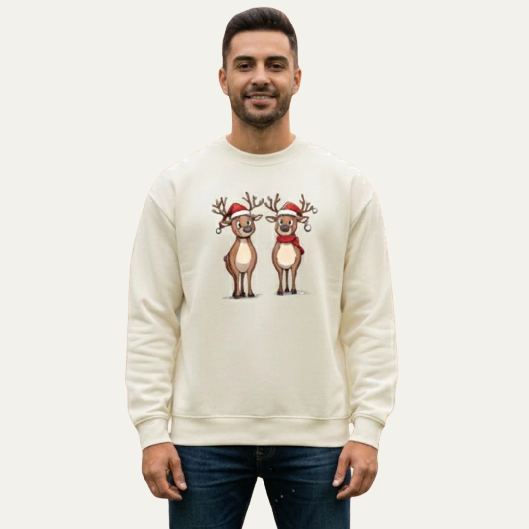 VogeLuxe | Men’s Festive Reindeer Graphic Crewneck Sweatshirt