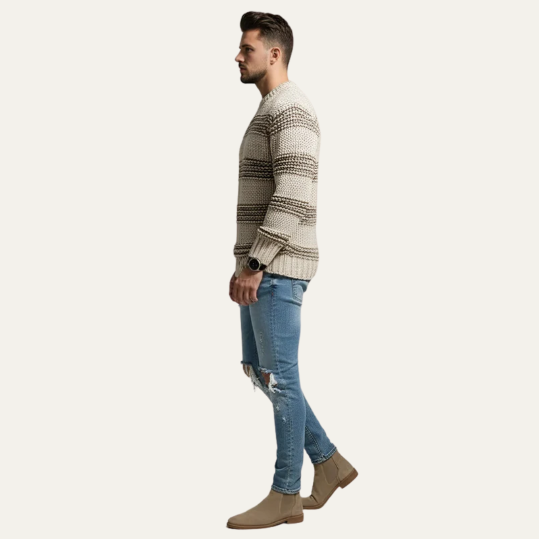 VogeLuxe | Men’s Chunky Striped Knit Sweater