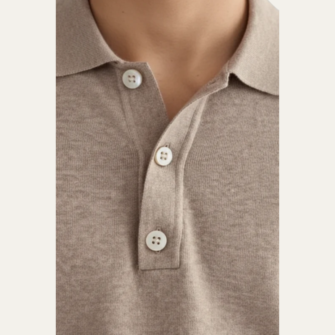 VogeLuxe | Men’s Fine Knit Long Sleeve Polo Sweater