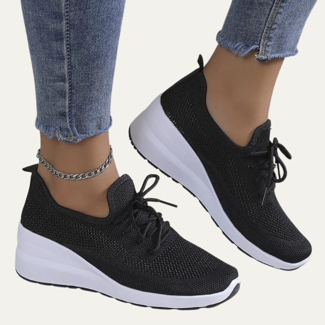VogeLuxe | Women’s Casual Knit Lace Up Platform Sneakers