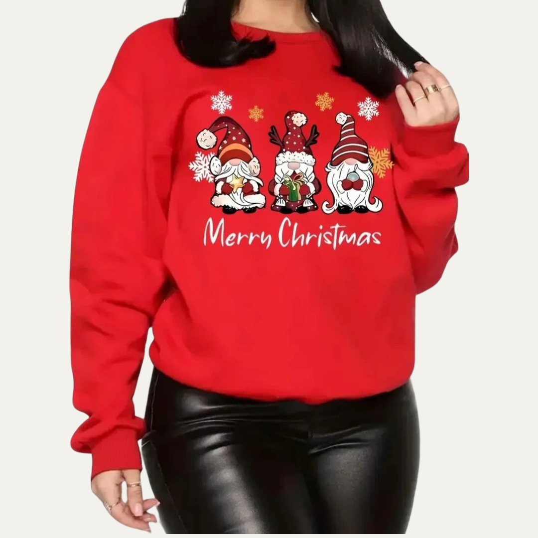 VogeLuxe | Women’s Merry Christmas Gnome Graphic Sweatshirt