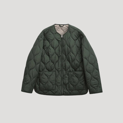 VogeLuxe | Women’s Wave Quilted Collarless Zip Jacket