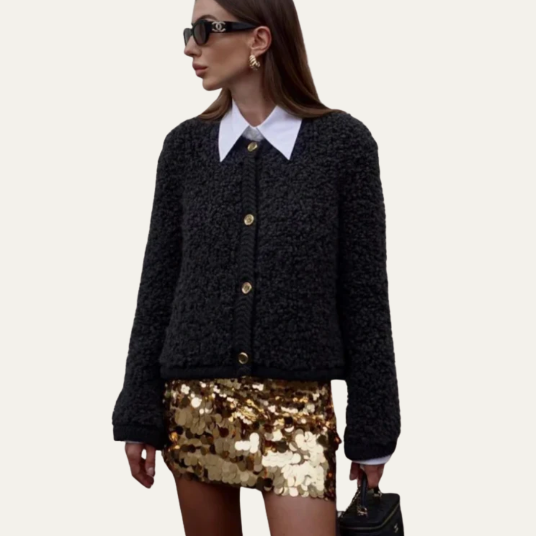 VogeLuxe | Women’s Fuzzy Cropped Insulation Cardigan