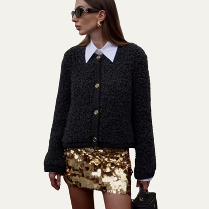 VogeLuxe | Women’s Fuzzy Cropped Insulation Cardigan