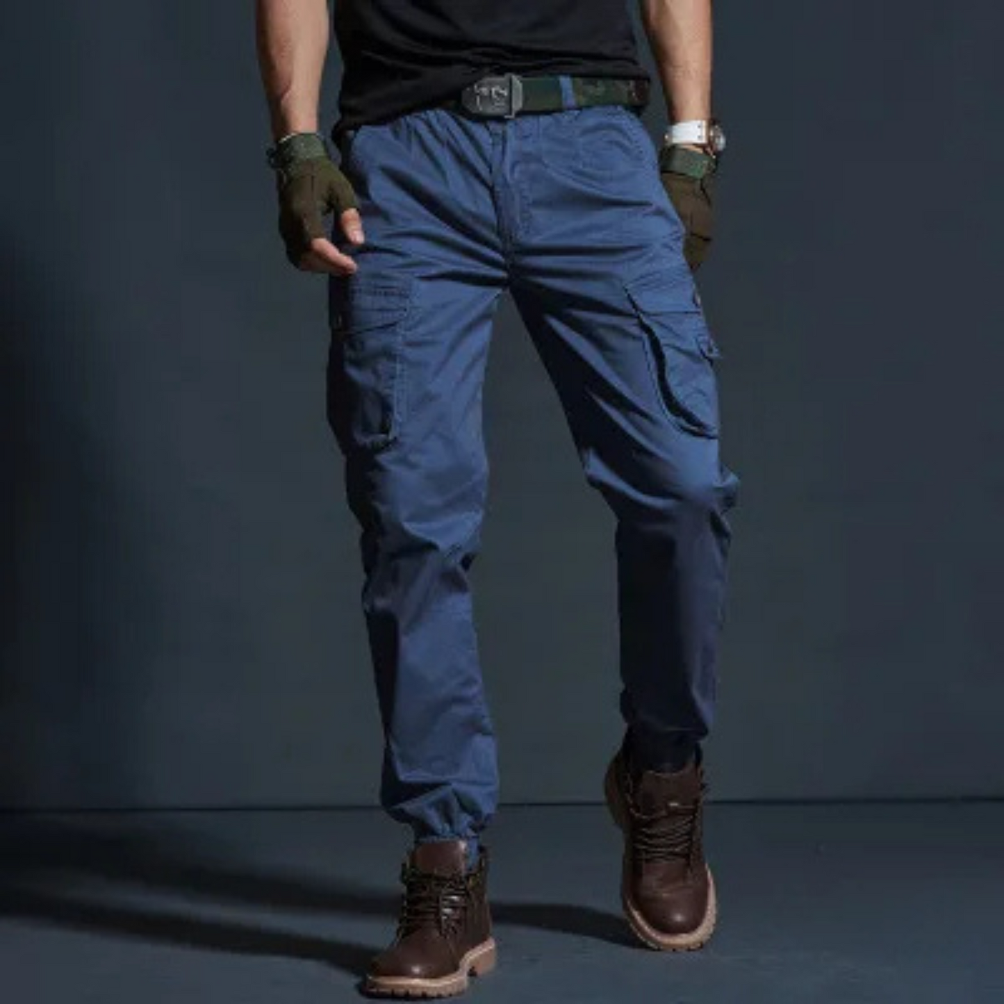 Men's Relaxed Fit Cargo Pants with Stretch Waist