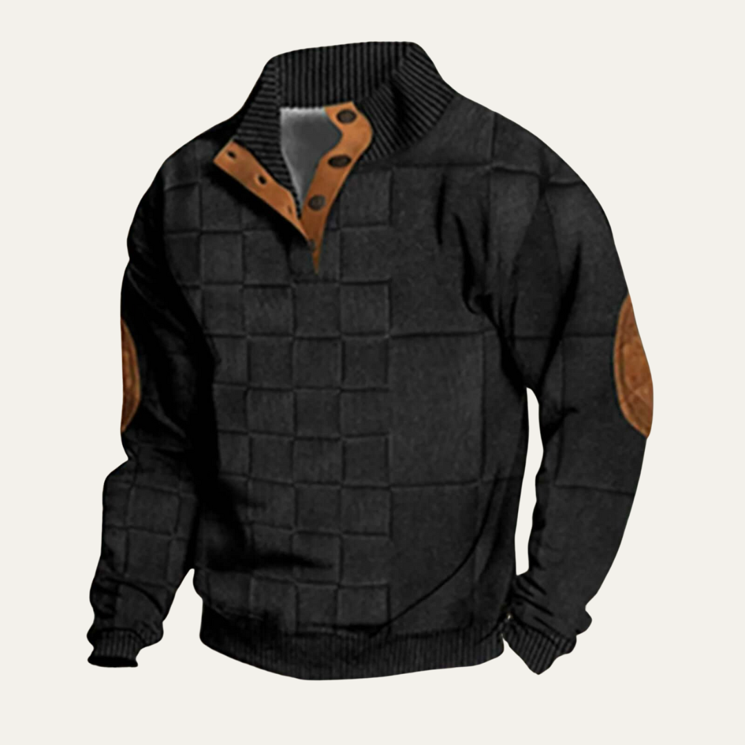 VogeLuxe | Men’s Quilted Funnel Neck Pullover Sweater