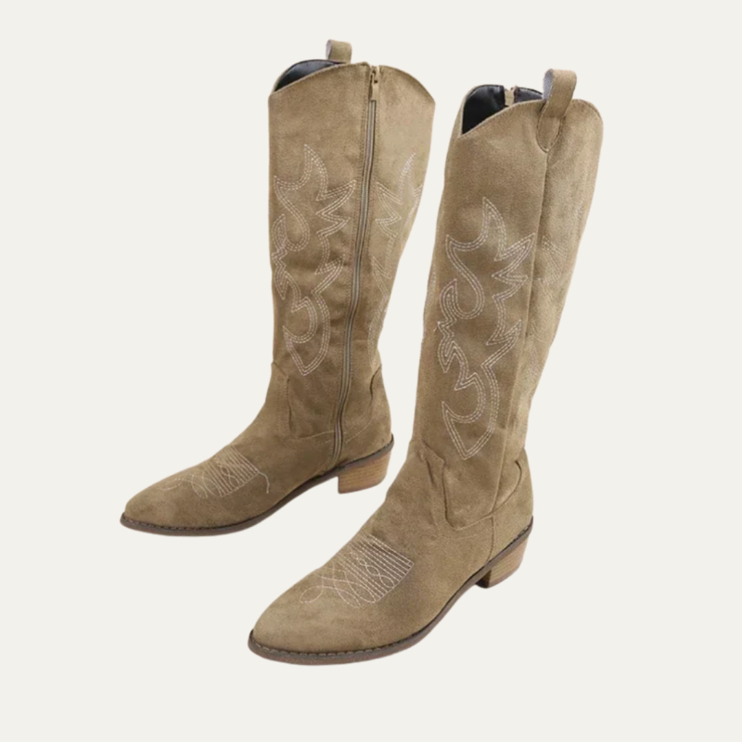VogeLuxe | Women’s Embroidered Western Knee High Boots