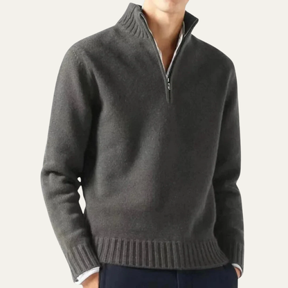 VogeLuxe | Men’s Ribbed Collar Quarter Zip Sweater