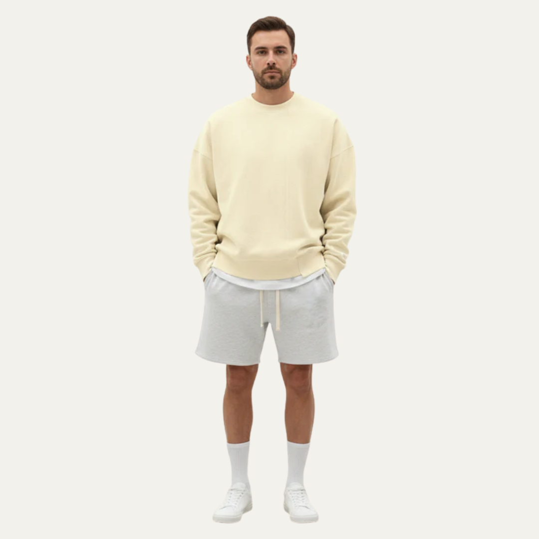 VogeLuxe | Men’s Oversized Crewneck Sweatshirt With Exposed Seam