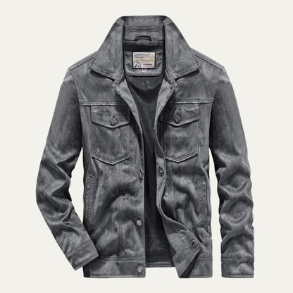 VogeLuxe | Men’s Textured Suede Trucker Jacket