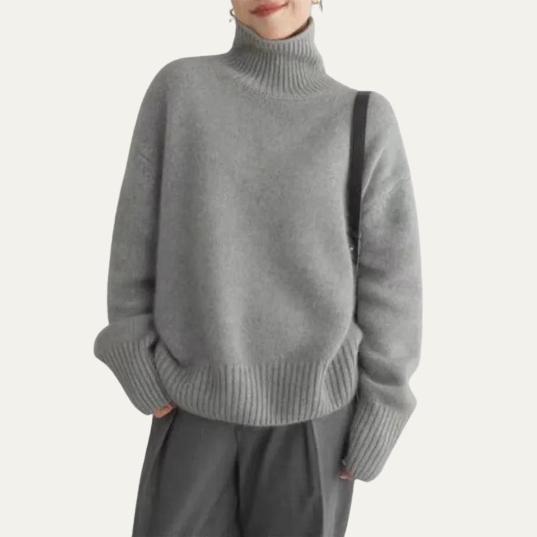 VogeLuxe | Women’s Oversized Ribbed Turtleneck Knit Sweater