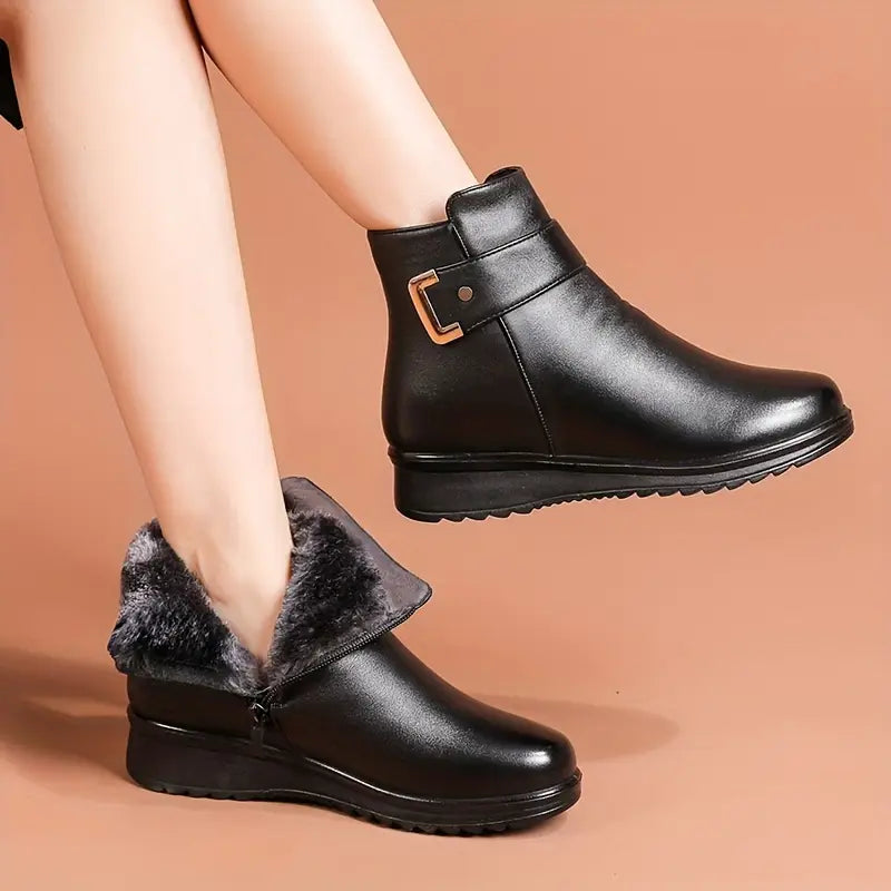 Ladies Warm Leather Ankle Boots