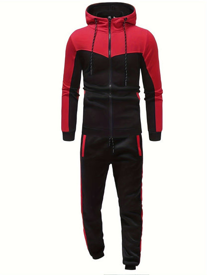 Comfortable Men's Zip Up Hoodie Jogger Set