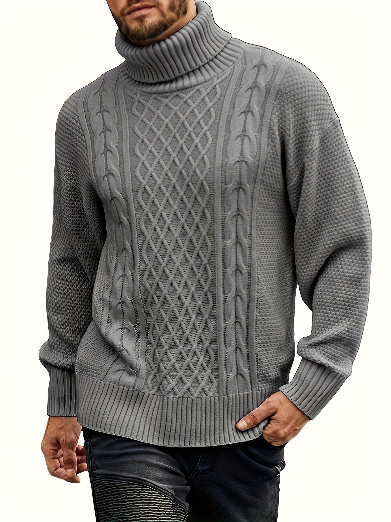 Cozy Large Men's Winter Crew Neck Sweater - VogeLuxe
