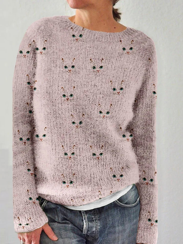 Soft Cat Face Winter Sweater for Women