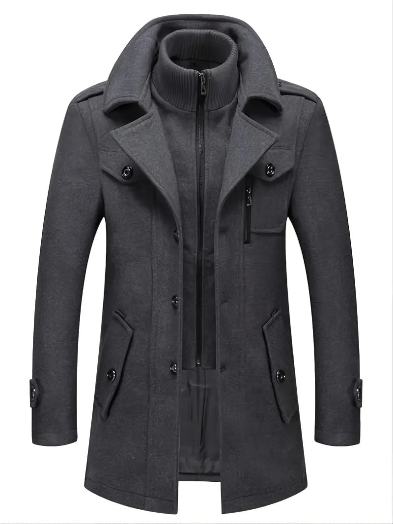 Classic Men's Navy Pea Coat Jacket