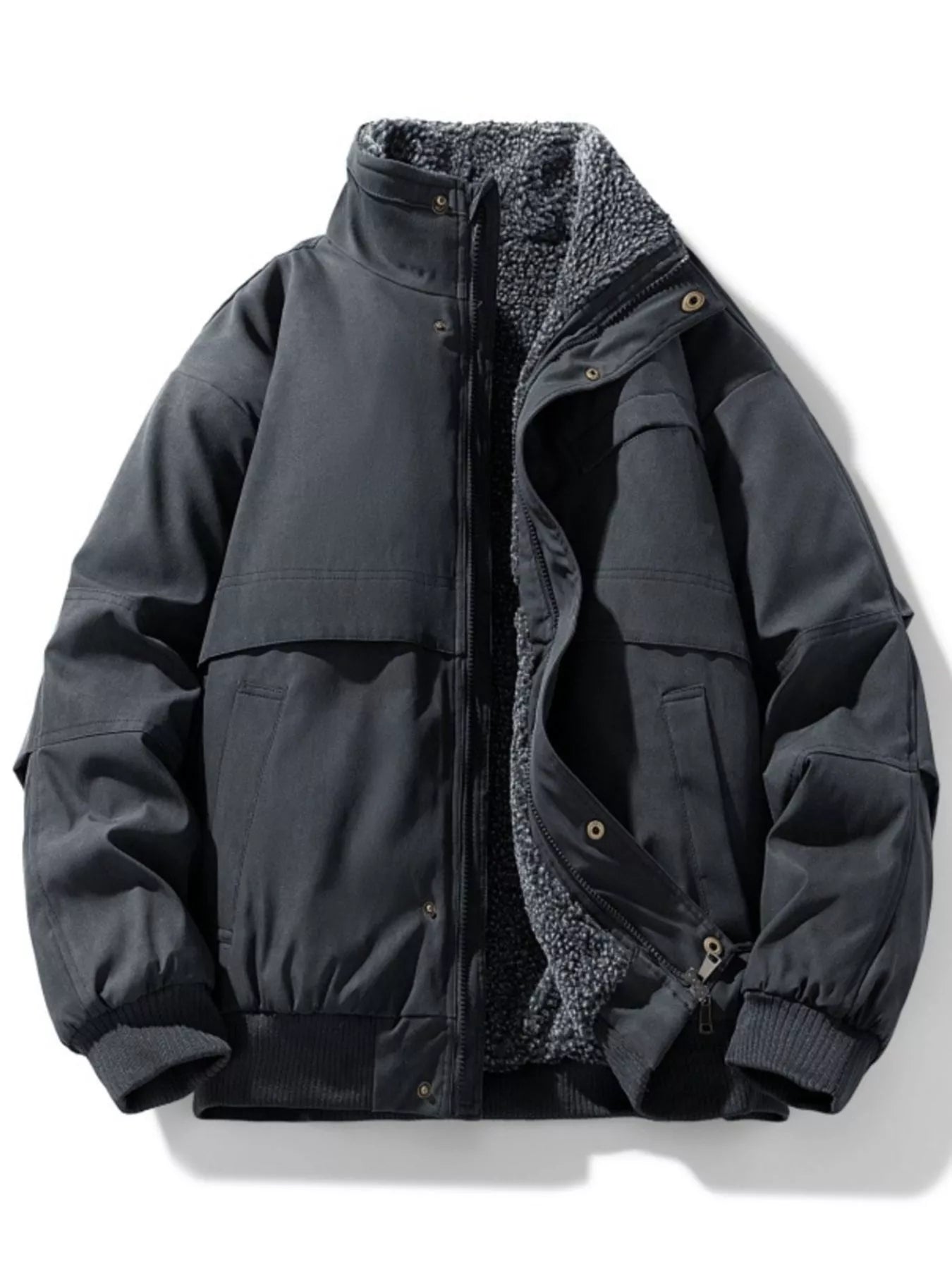 Men's Large Fleece Lined Bomber Coat - VogeLuxe