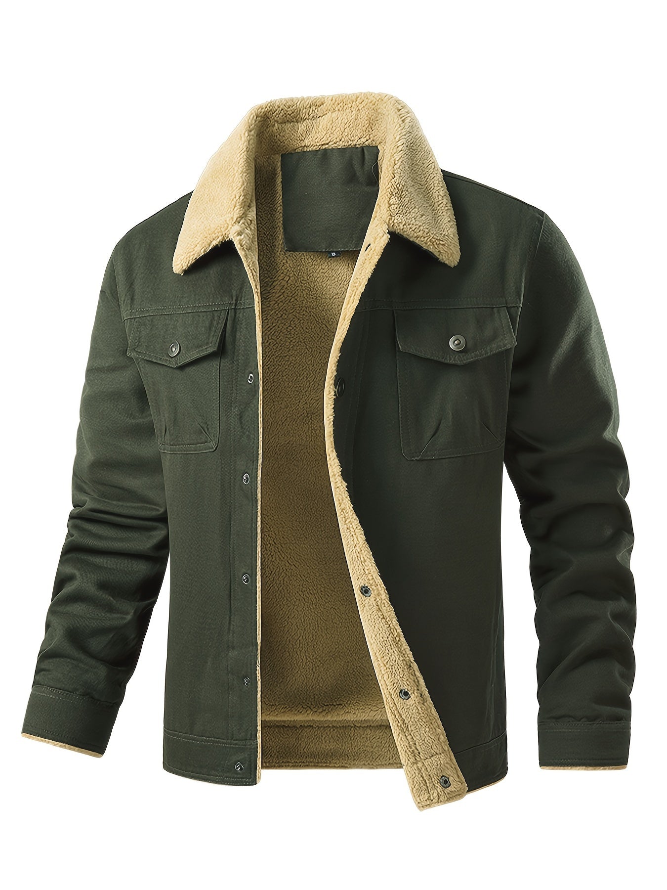 Cozy Mens Fleece Lined Winter Coat with Pocket