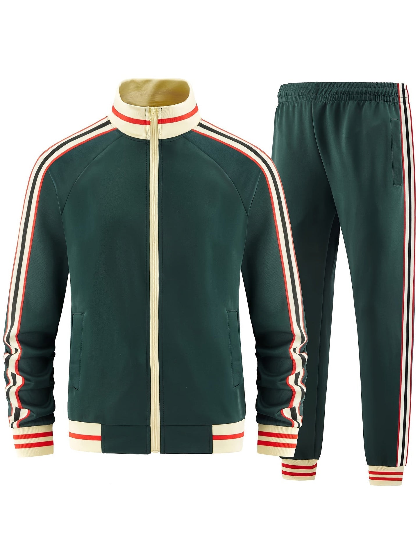 Comfortable Men's Sports Full Zip Tracksuit Set