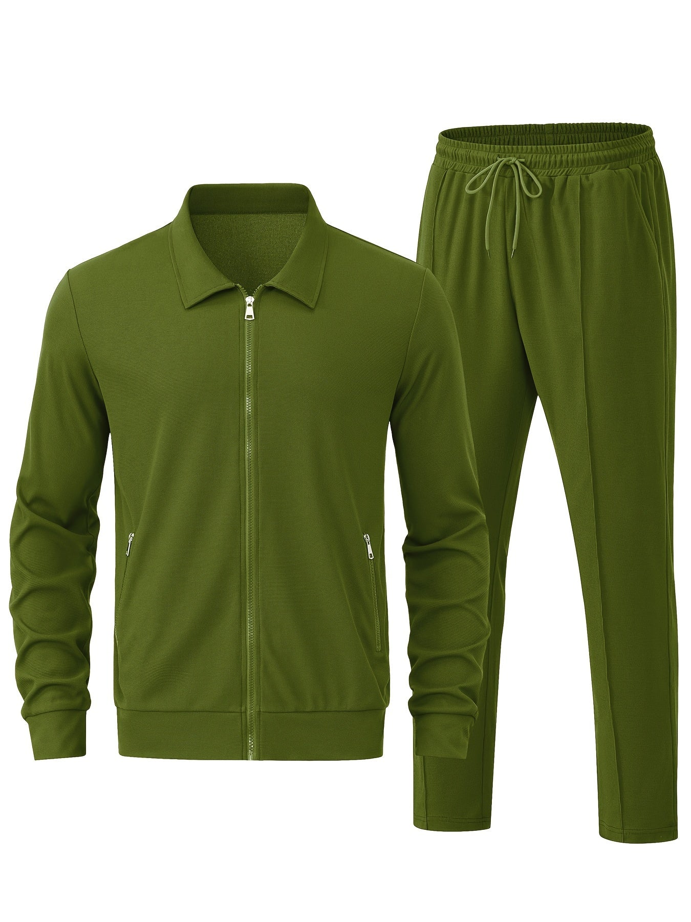 Men's Sporty Zipper Tracksuit Set with Jacket and Pants