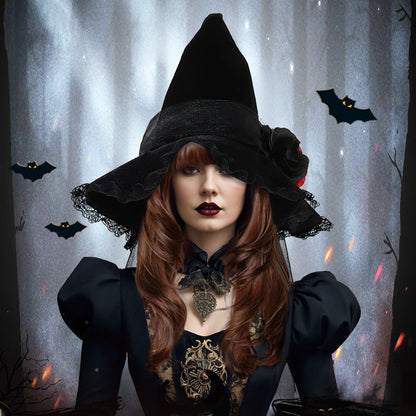 Gothic Black Witch Costume Hat - VogeLuxe