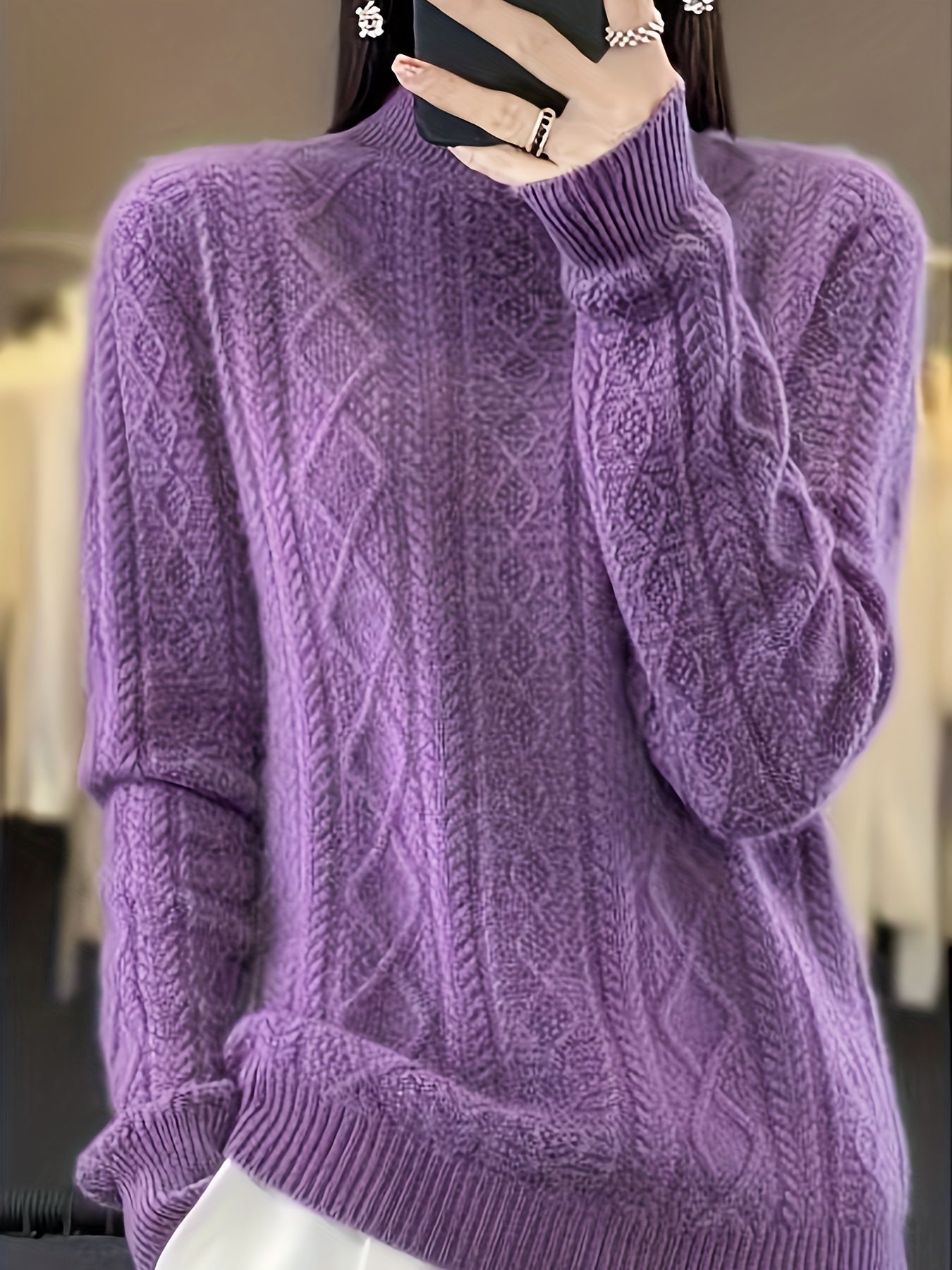 Soft Women's Crew Neck Long Sleeve Sweater - VogeLuxe