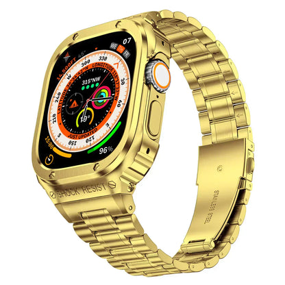 Durable Metal Strap and Clear Cover for Apple Watch