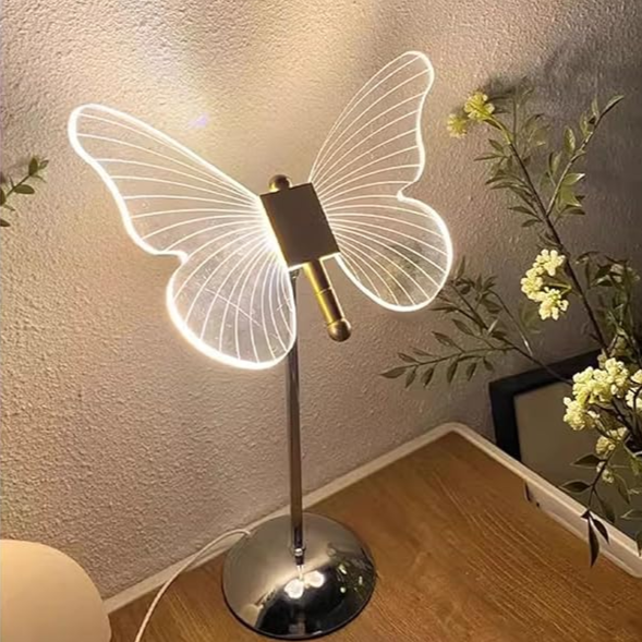 Elegant Glass Butterfly LED Bedside Table Lamp - VogeLuxe