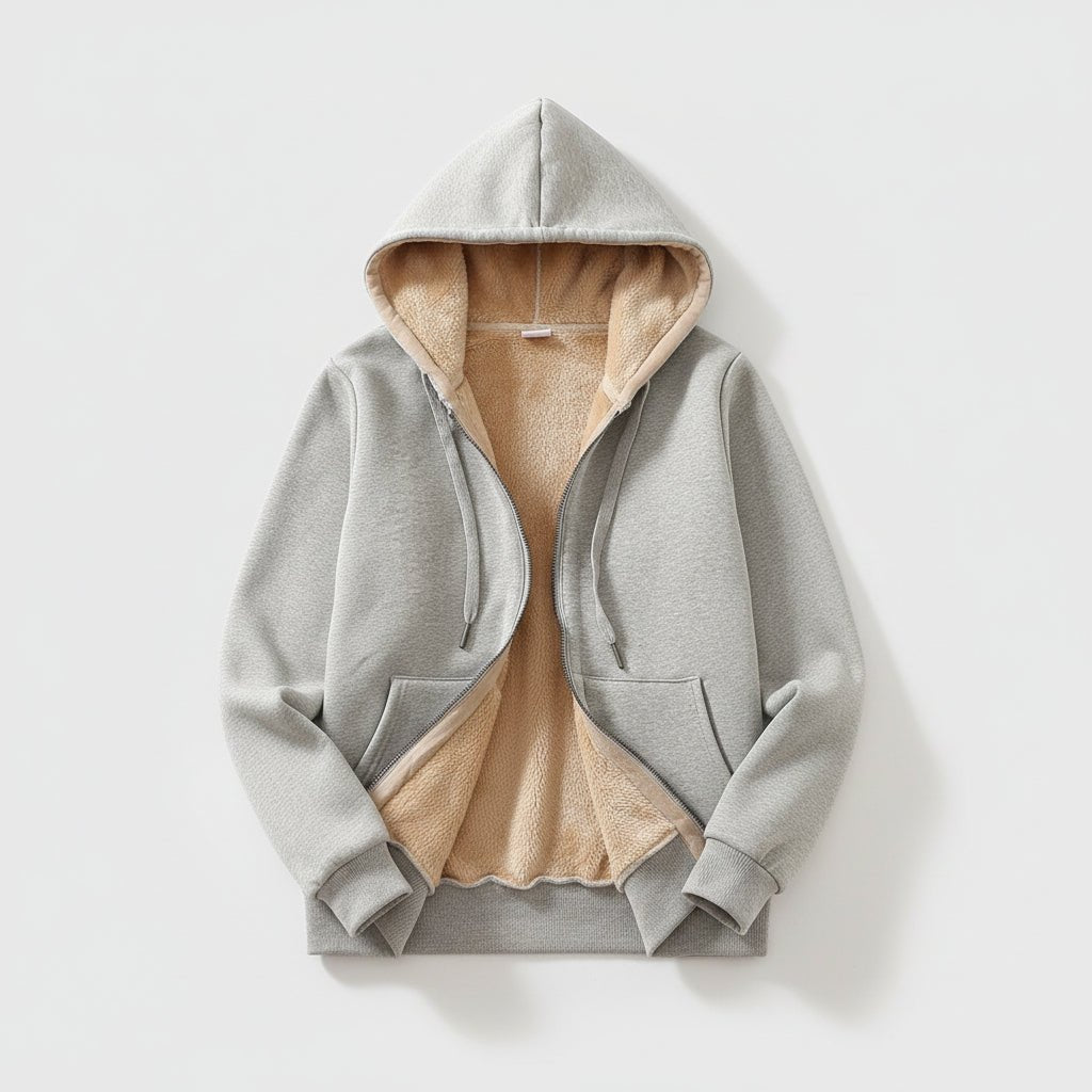 Warm Women's Fleece Lined Zip Up Winter Hoodie Coat