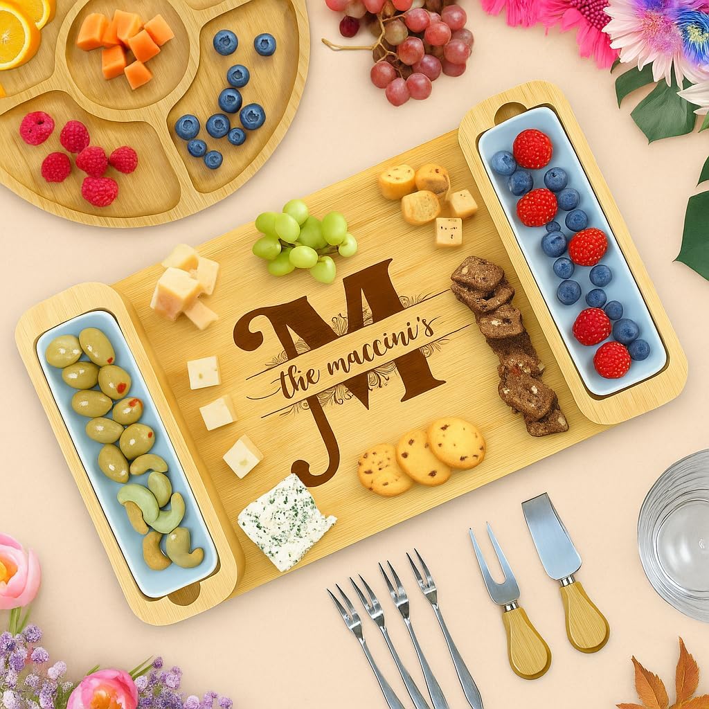 Deluxe Cheese Board Set with Storage and Utensils