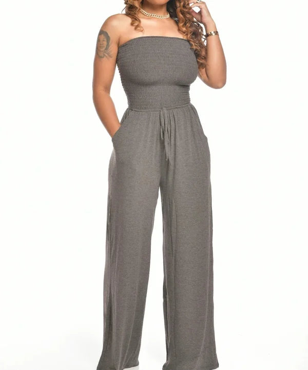 Summer Women's Strapless Drawstring Jumpsuit