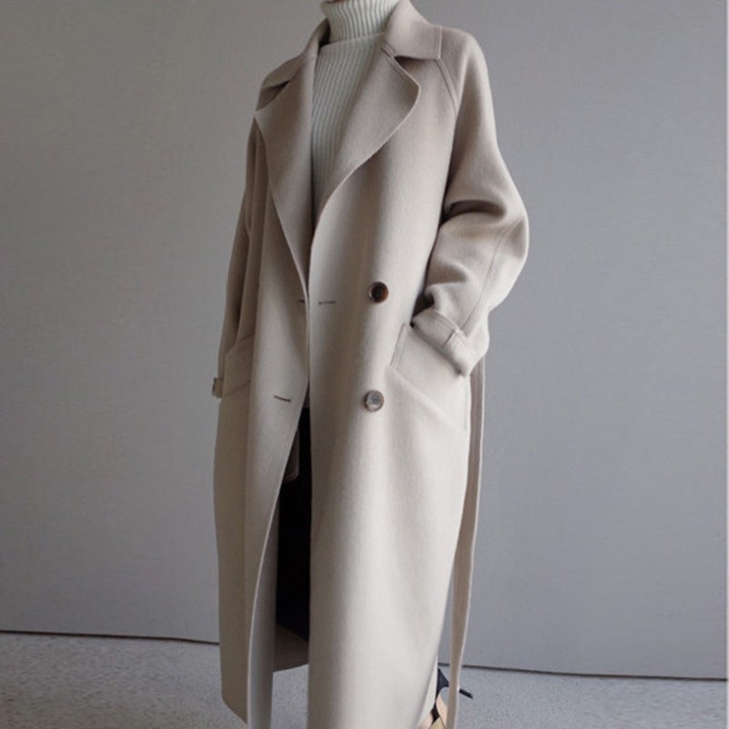 Warm Women's Long Oversized Winter Trench Coat - VogeLuxe