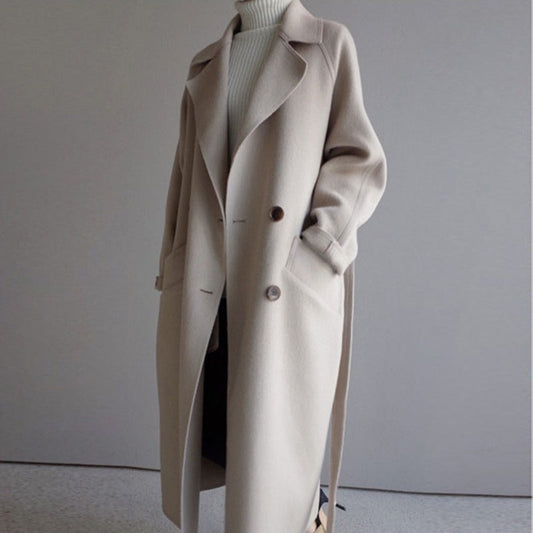 Warm Women's Long Oversized Winter Trench Coat - VogeLuxe