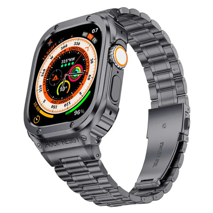 Durable Metal Strap and Clear Cover for Apple Watch