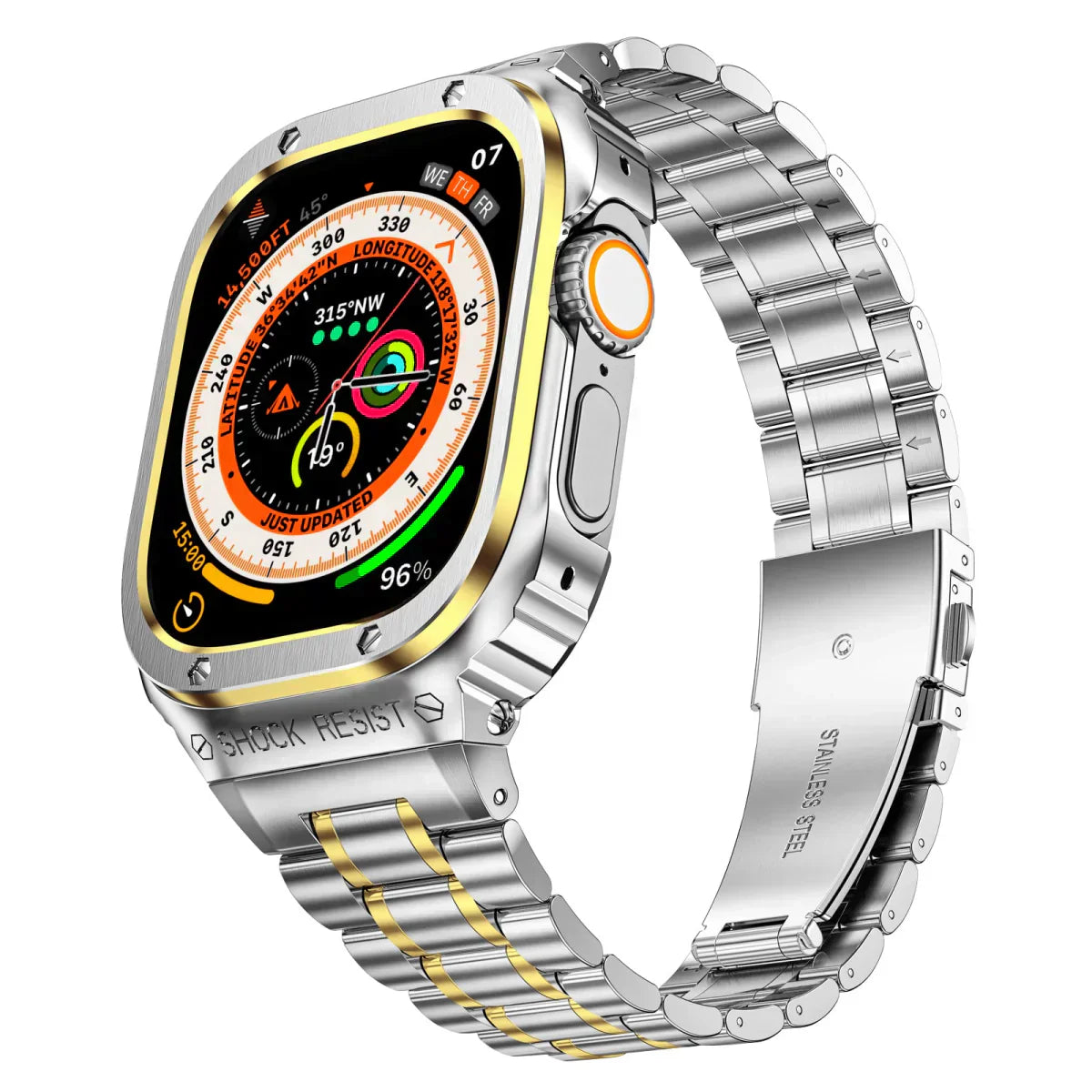 Durable Metal Strap and Clear Cover for Apple Watch - VogeLuxe