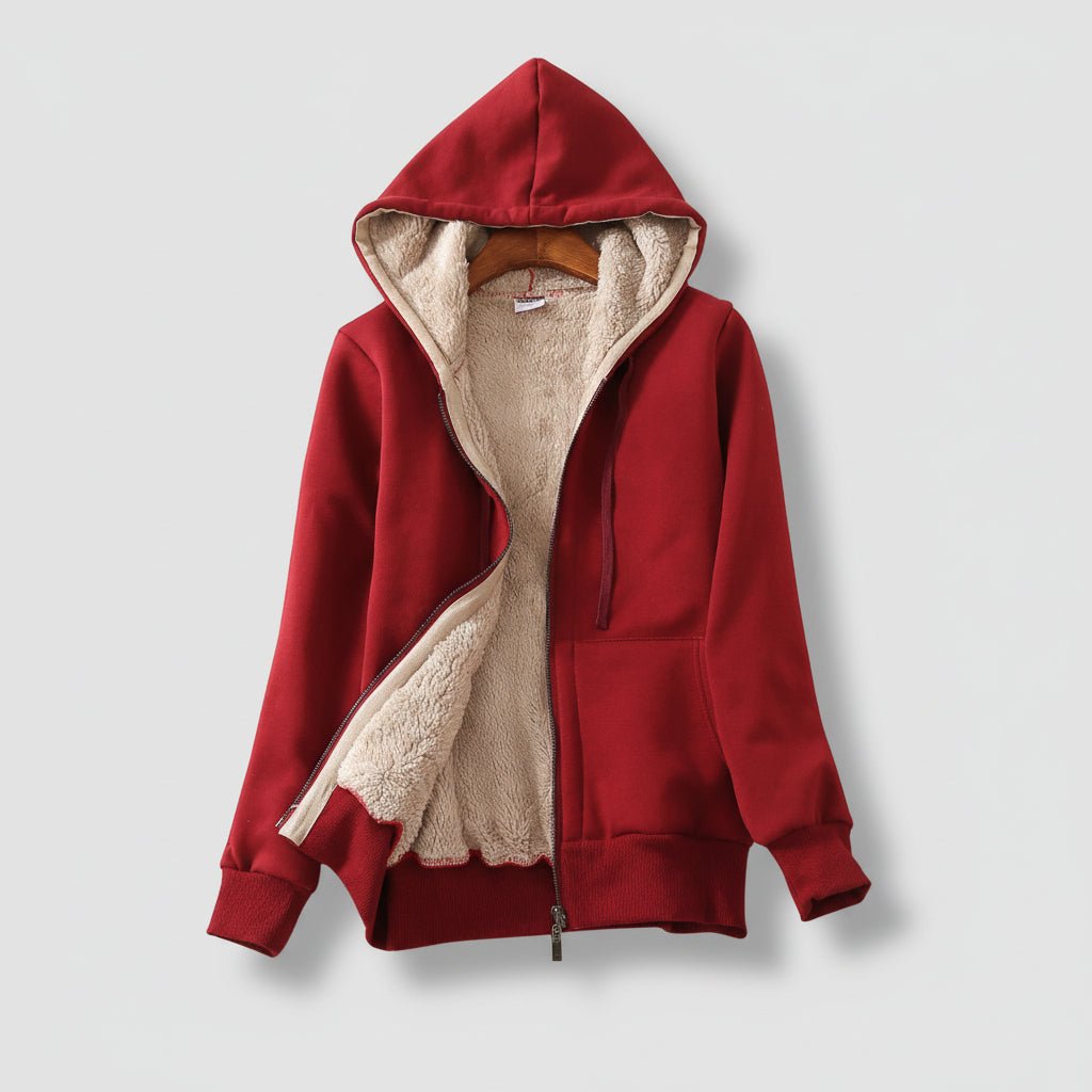 Warm Women's Fleece Lined Zip Up Winter Hoodie Coat
