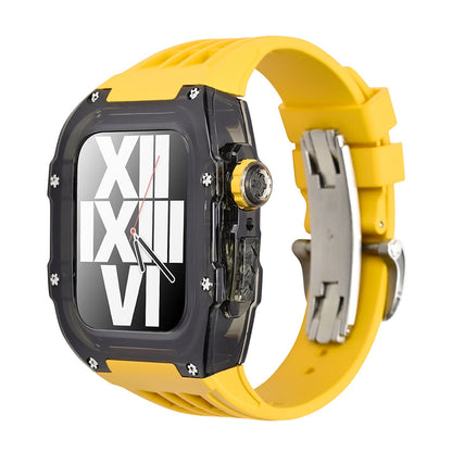 Stylish Fluoro Band & Black Case For Apple Watch