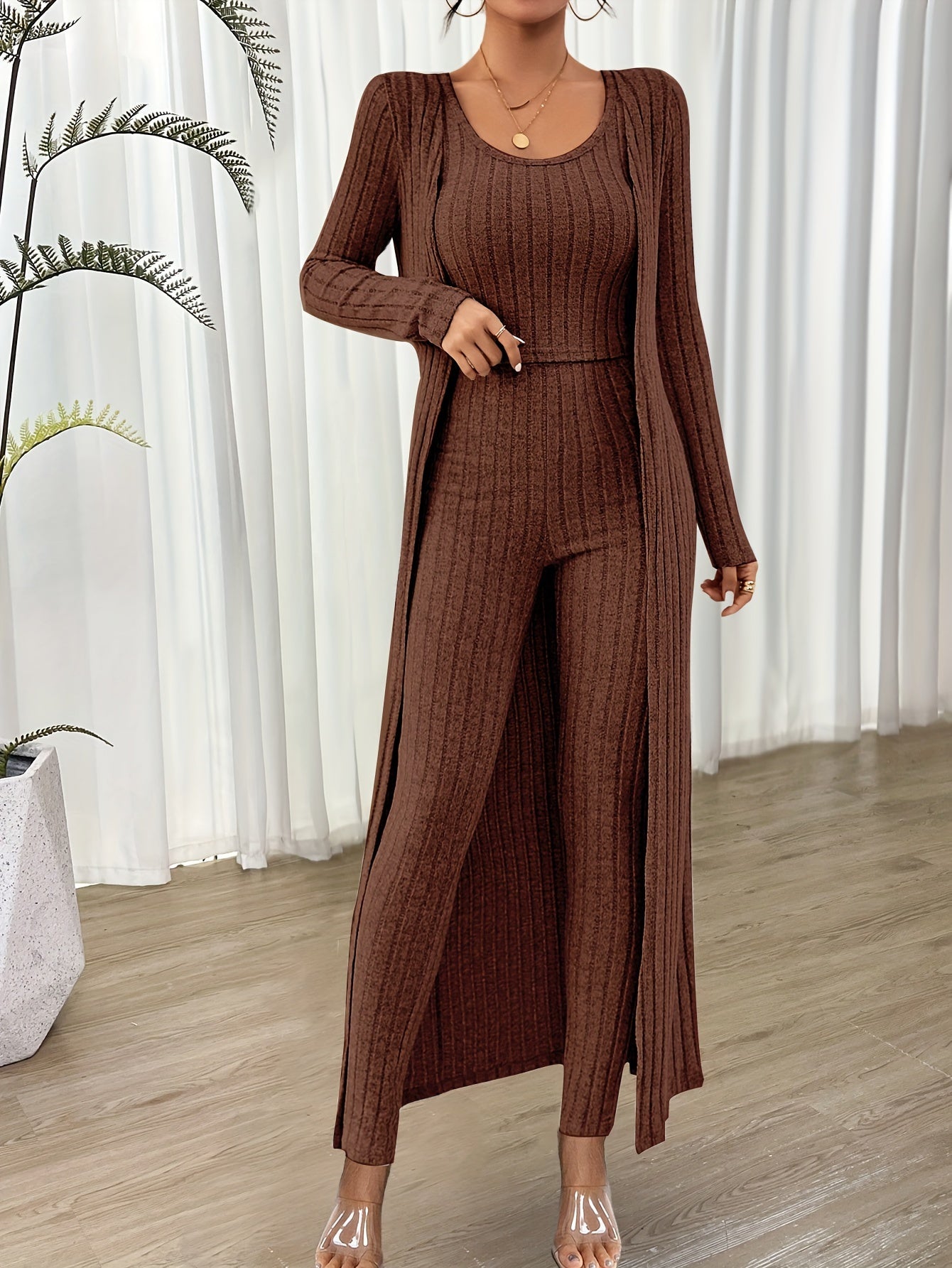 Comfortable Women's 2 Piece Crop Top and High Waist Pants Set