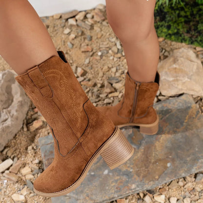 Soft Stack Heel Western Boots - BritishElegance