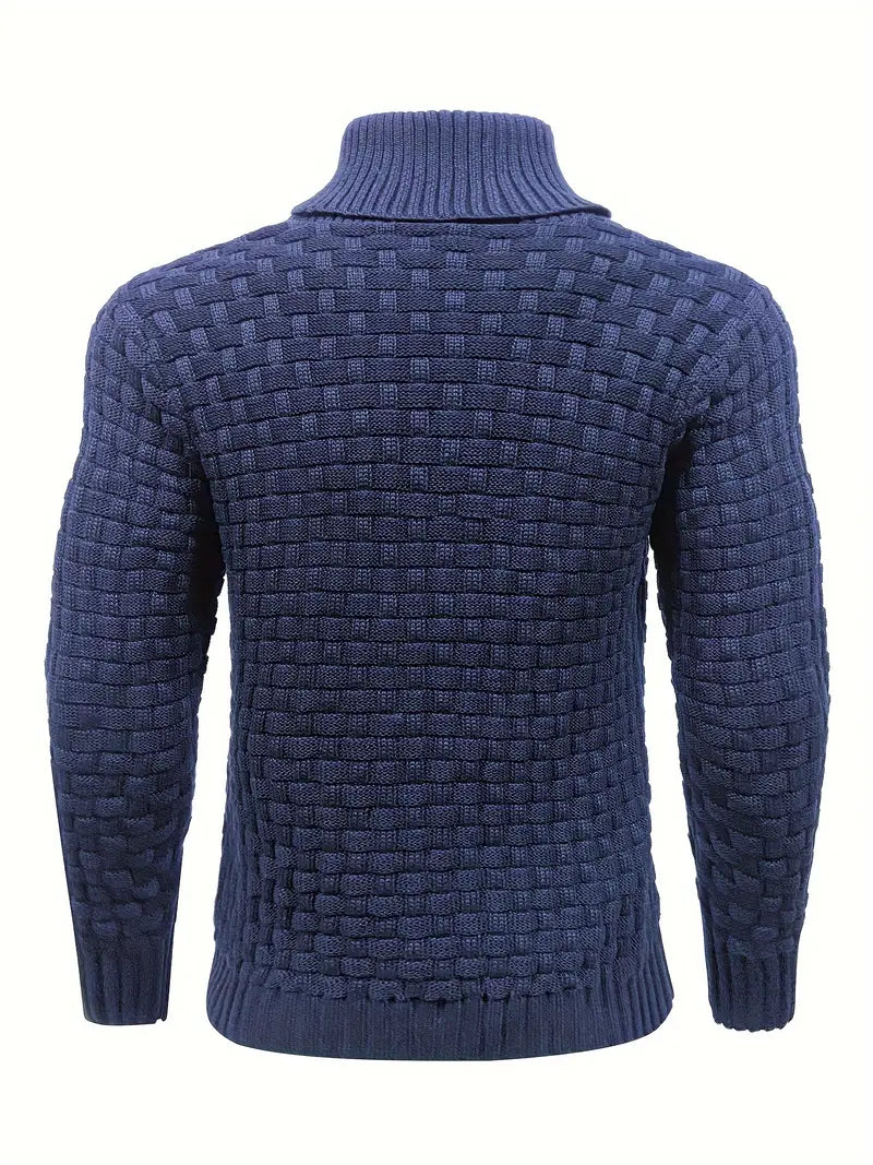 VogeLuxe | Men’s Textured Shawl Collar Button Pullover Sweater